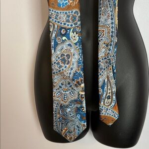 Pronto Uomo Blue Brown Paisley Silk Necktie Tie